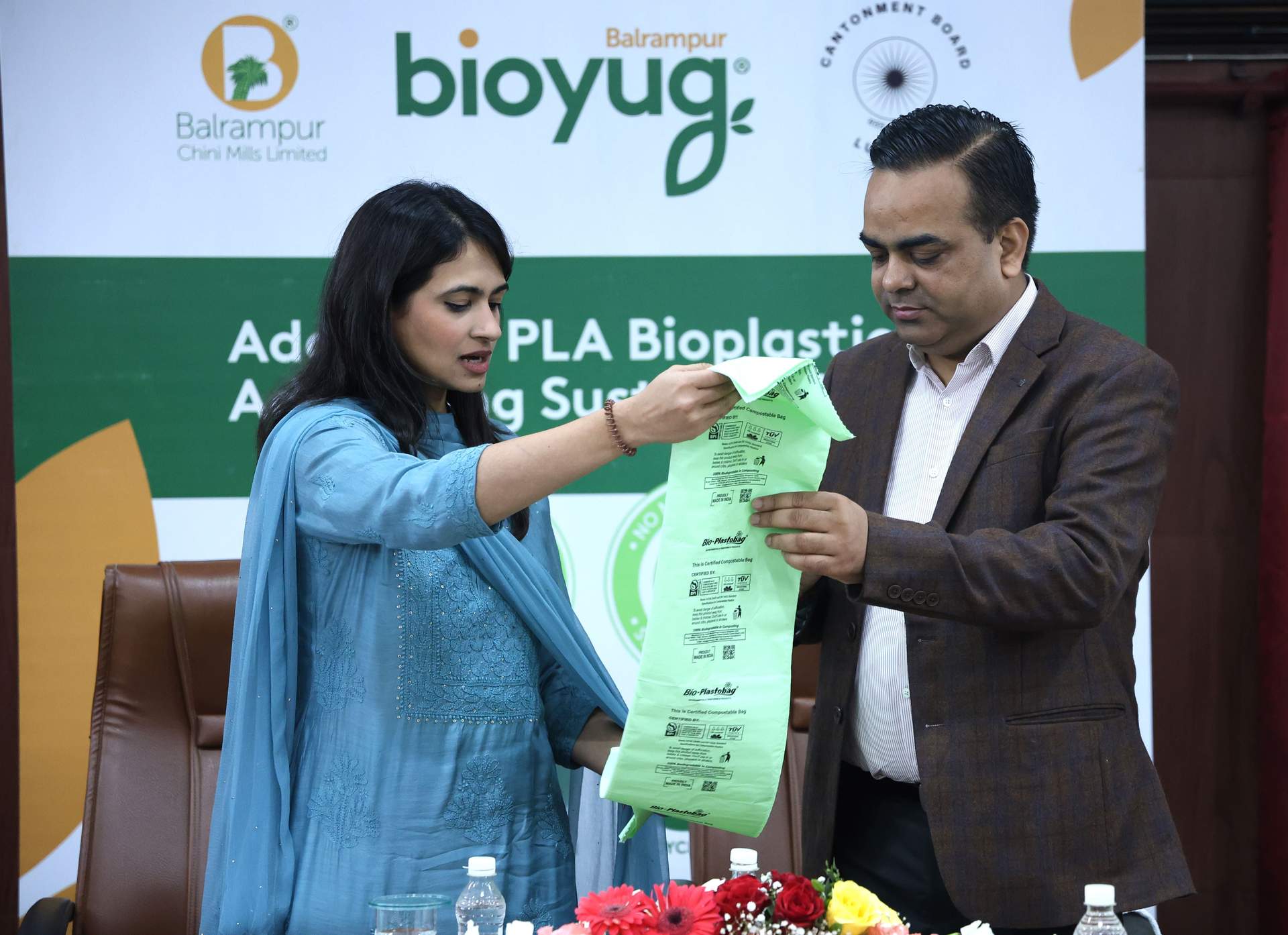 Showcasing Bioyug compostable garbage bags at the Lucknow Cantonment Board, marking a step forward in institutional adoption of sustainable waste management solutions.